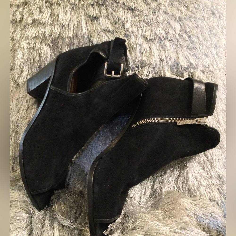 Donald J. Pliner Suede/Leather Peep Toe Bootie